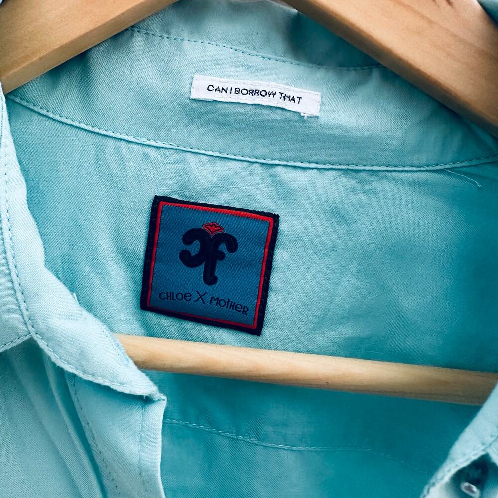 MOTHER x Chloe Fineman The Mayday Shirt Women's Size XS Fly Me Out Larkspur - Picture 7 of 7